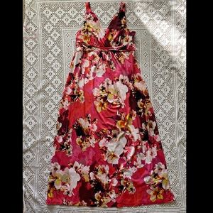 Pink Floral Maxi Spaghetti Strap Dress Covington Women’s Medium Petite
